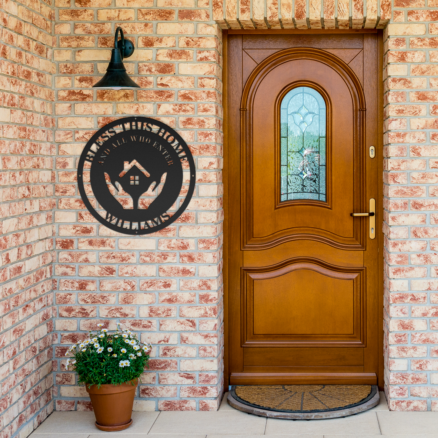 Personalized_Bless_This_Home_Die-Cut_Ste_Black_Brick_Entrance_Mockup.png