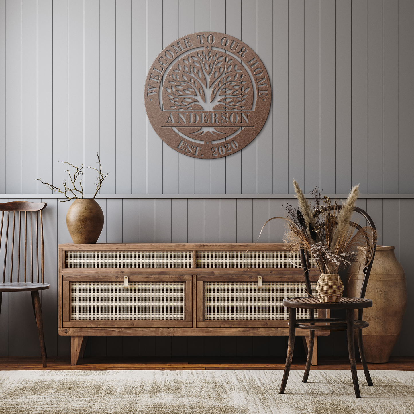 Personalized_Tree_of_Life_Die-Cut_Steel__Copper_Rustic_Hallway_Mockup.png